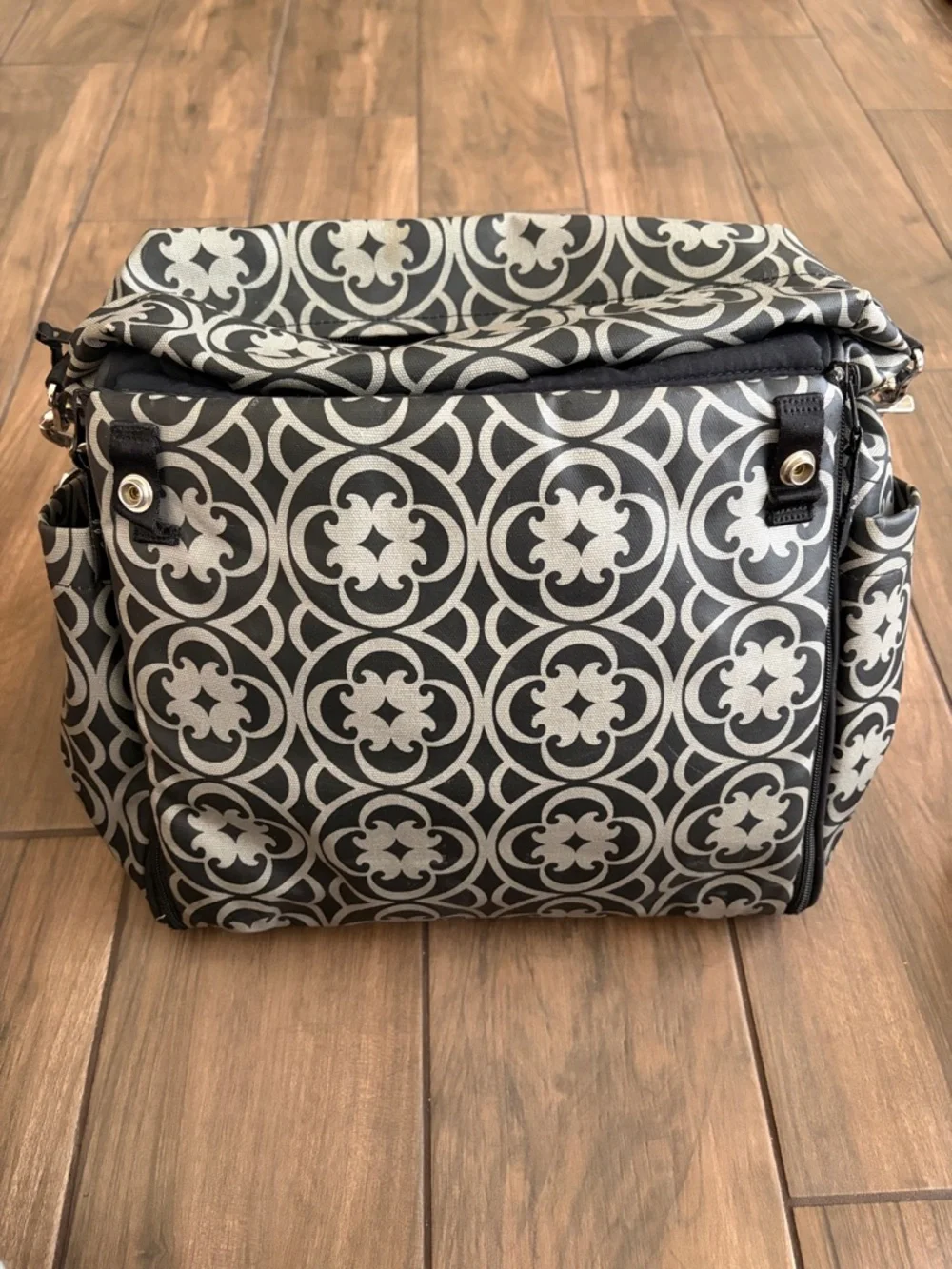 Petunia Pickle Bottom Black and Gray Messenger Bag with Yellow Detail